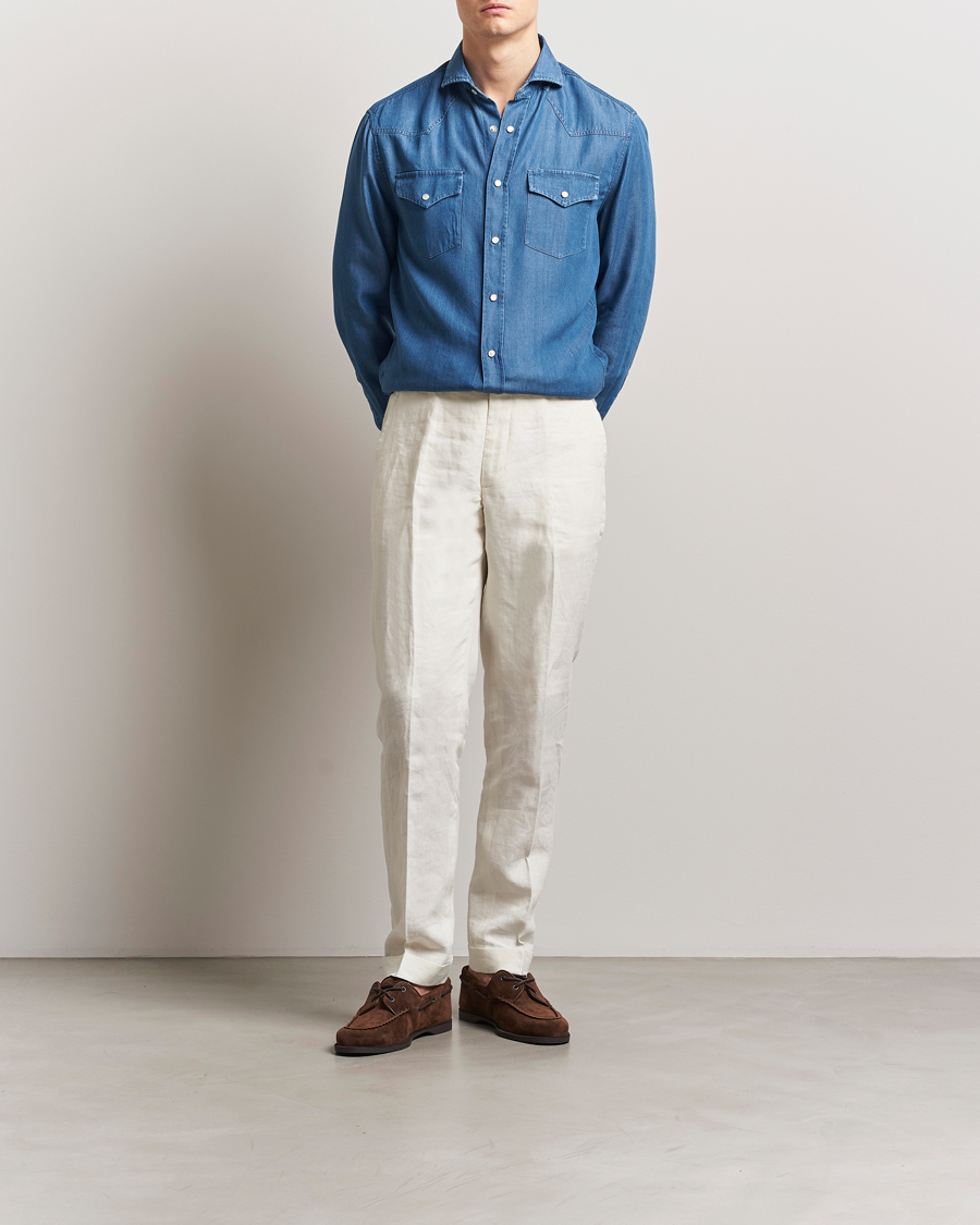 Homme | Chemises | Brunello Cucinelli | Denim Western Shirt Navy