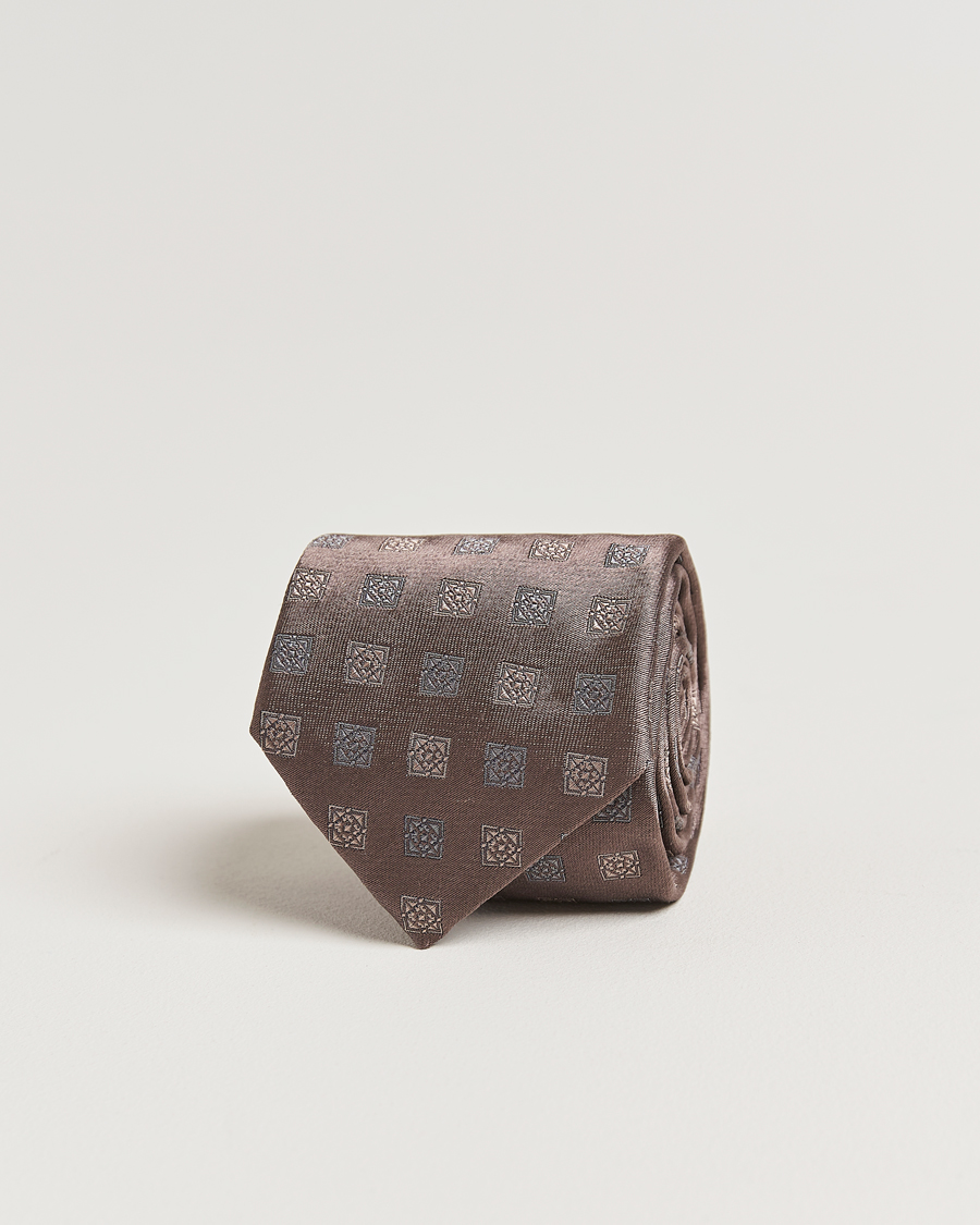 Homme | Brunello Cucinelli Jacquard Silk Tie Dark Brown | Brunello Cucinelli | Jacquard Silk Tie Dark Brown