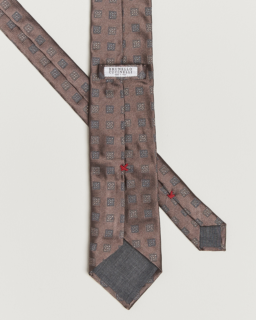 Homme | Brunello Cucinelli Jacquard Silk Tie Dark Brown | Brunello Cucinelli | Jacquard Silk Tie Dark Brown