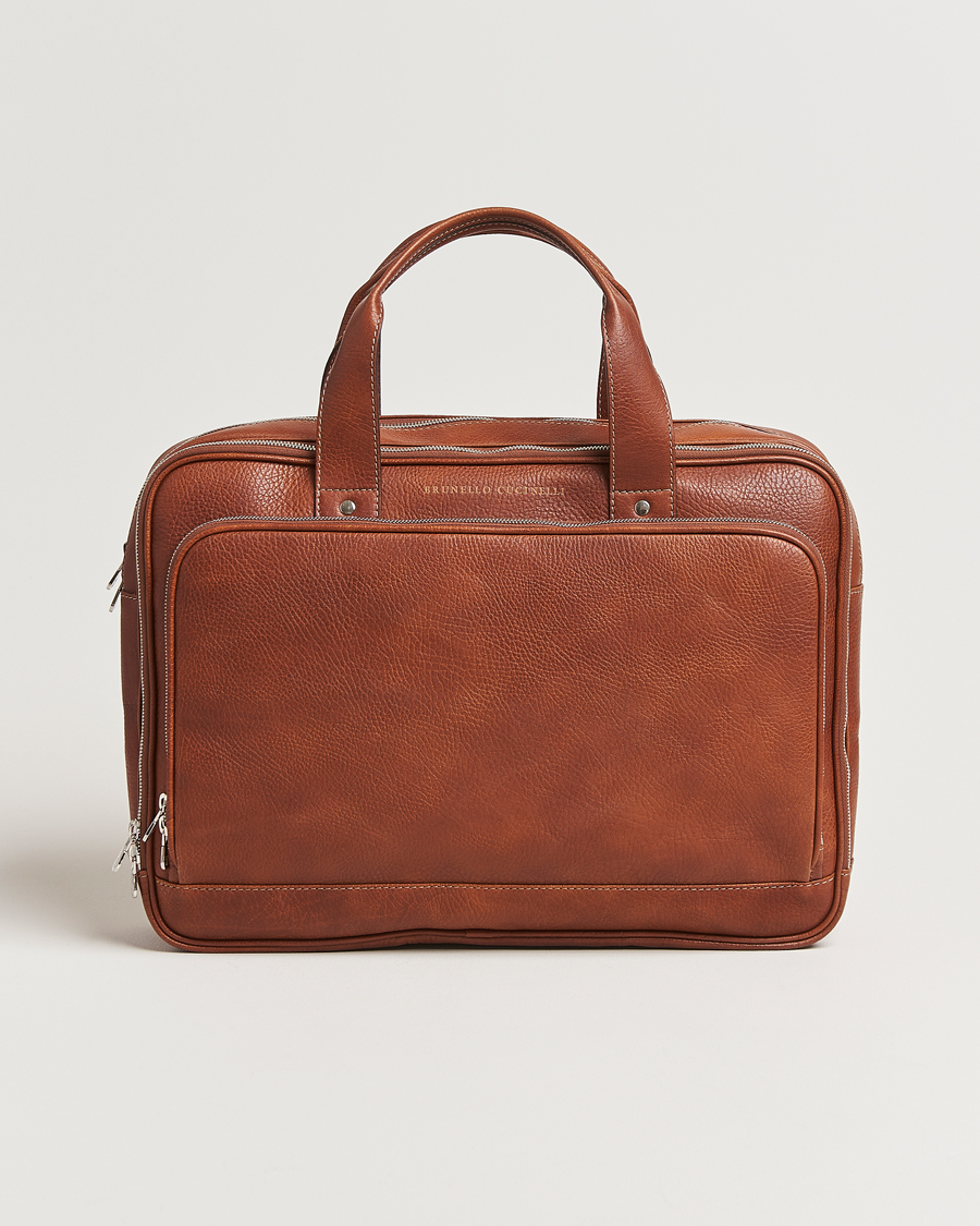 Homme | Brunello Cucinelli Grain Leather Briefcase Cognac | Brunello Cucinelli | Grain Leather Briefcase Cognac