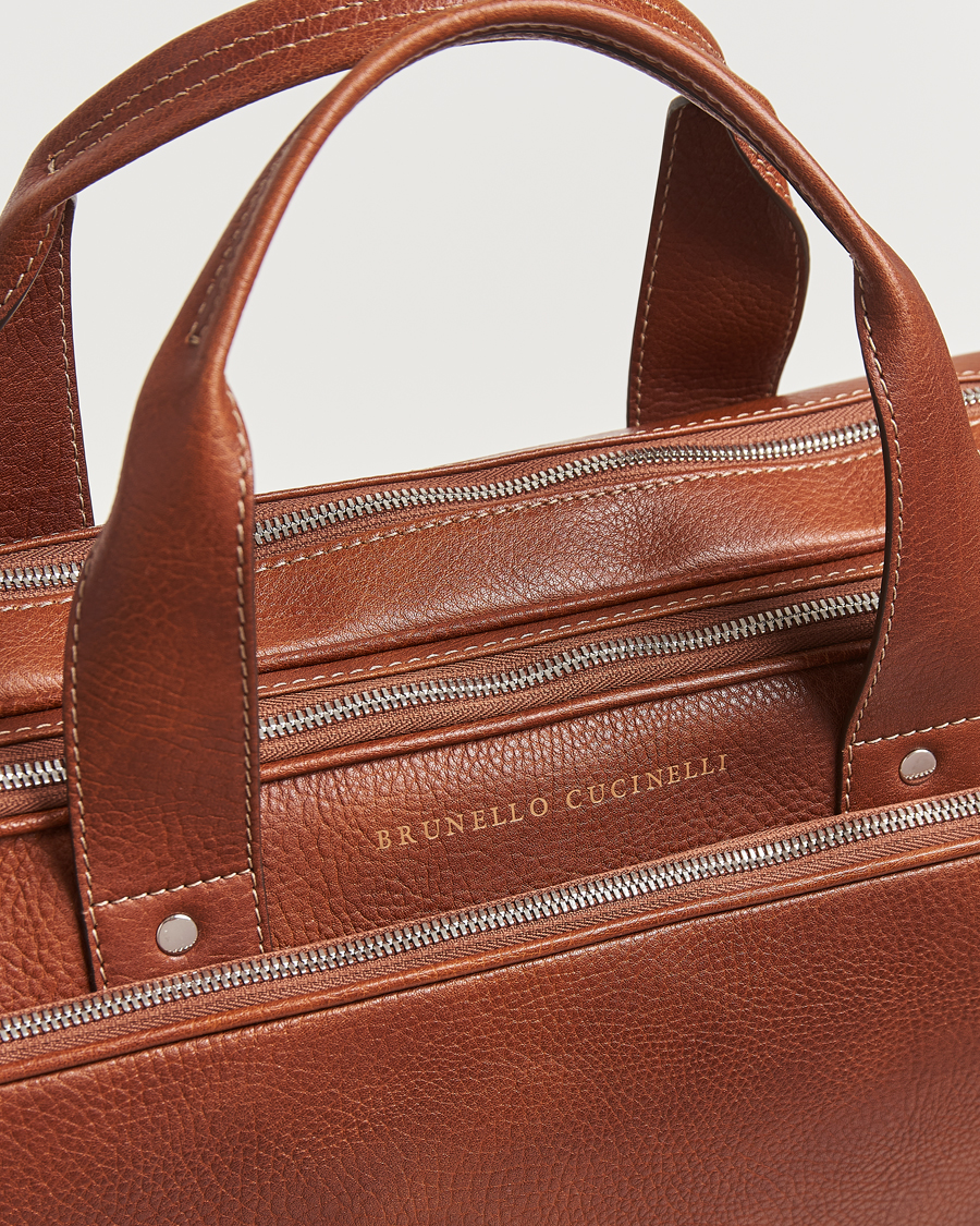 Homme | Brunello Cucinelli Grain Leather Briefcase Cognac | Brunello Cucinelli | Grain Leather Briefcase Cognac