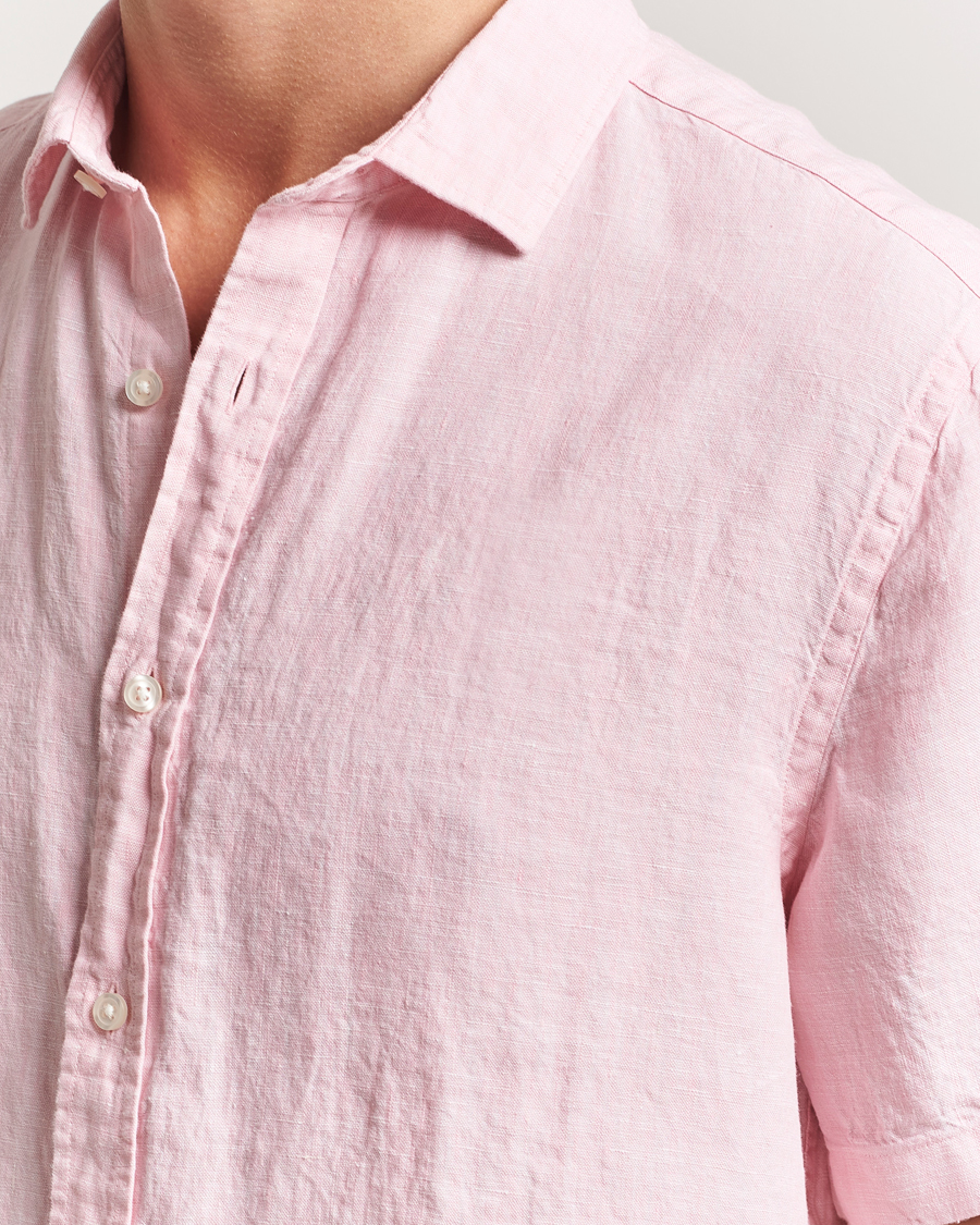 Homme | Chemises | Charles Tyrwhitt | Pure Linen Short Sleeve Slim Fit Shirt Pink