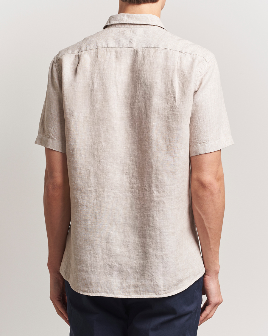 Homme | Chemises | Charles Tyrwhitt | Pure Linen Short Sleeve Slim Fit Shirt Oatmeal
