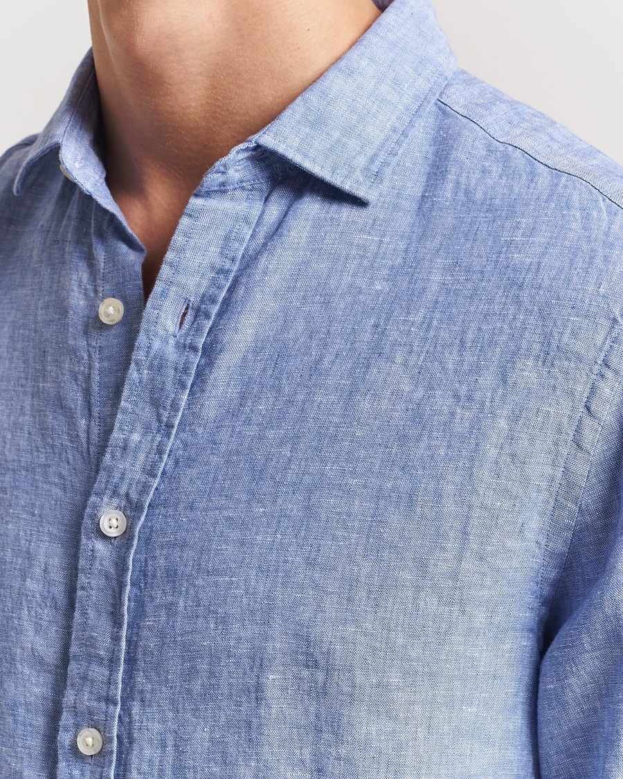 Homme | Chemises | Charles Tyrwhitt | Pure Linen Slim Fit Shirt Cobalt Blue