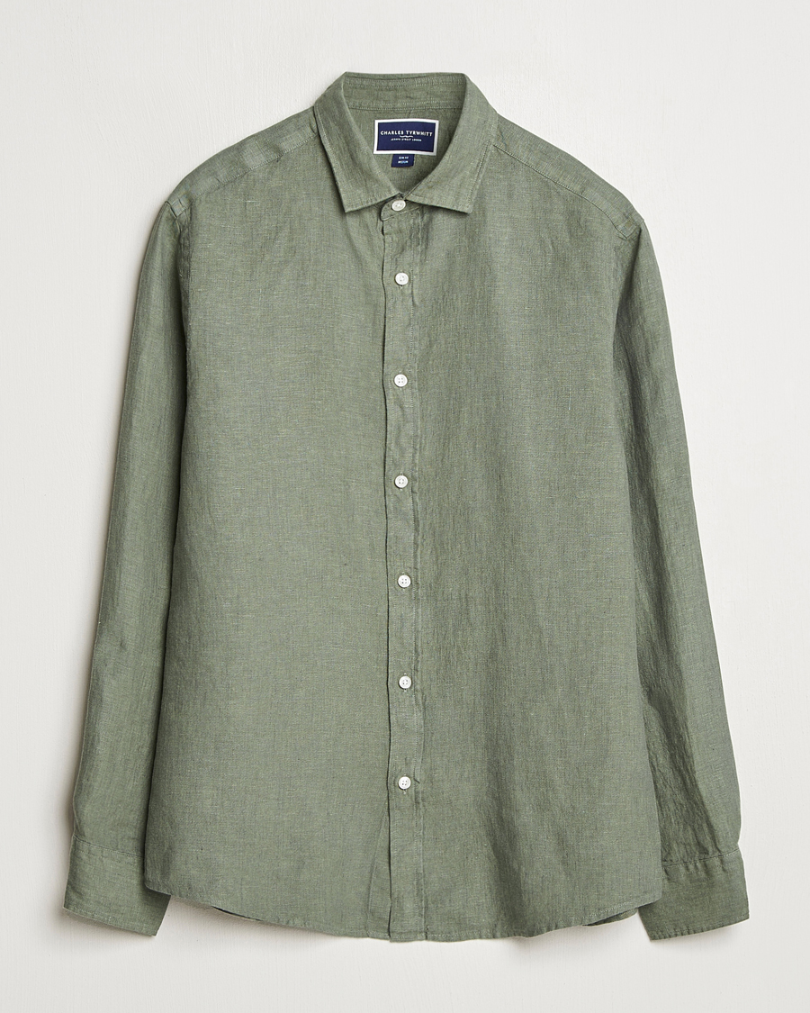 Homme | Chemises | Charles Tyrwhitt | Pure Linen Slim Fit Shirt Olive