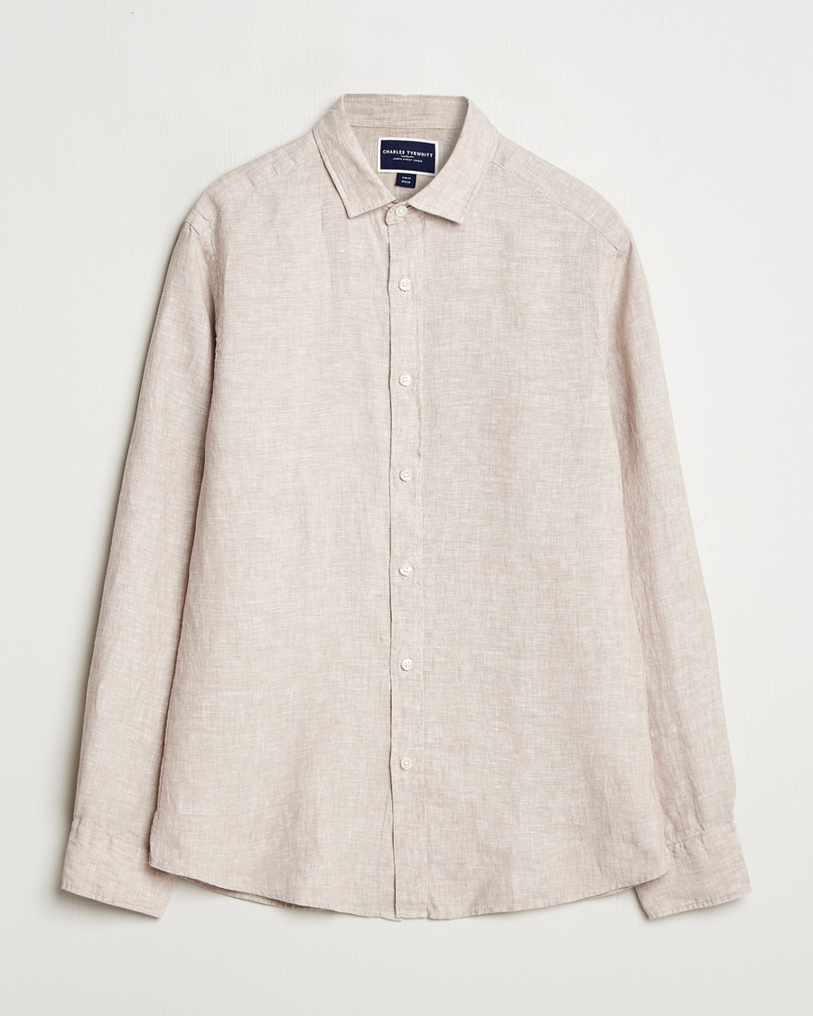 Homme | Chemises | Charles Tyrwhitt | Pure Linen Slim Fit Shirt Oatmeal
