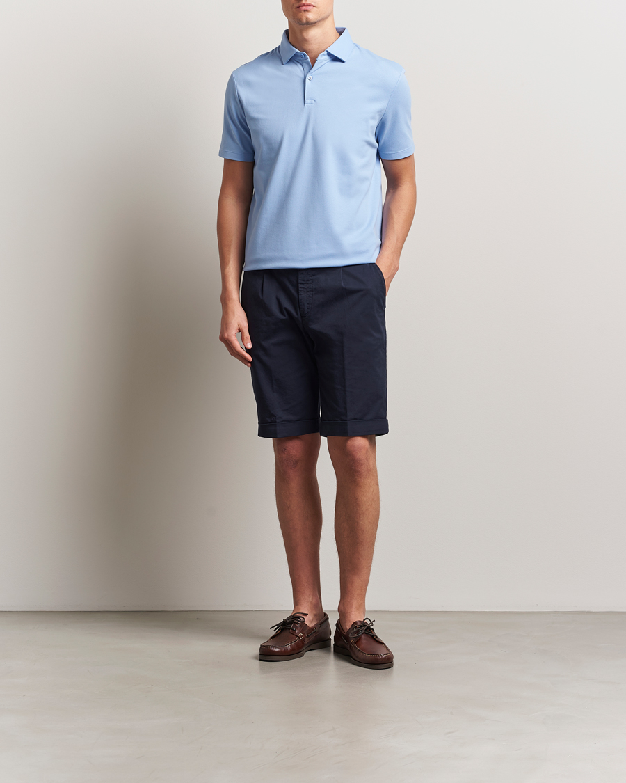 Homme | Polos | Charles Tyrwhitt | Short Sleeve Cotton Pique Polo Cornflower Blue