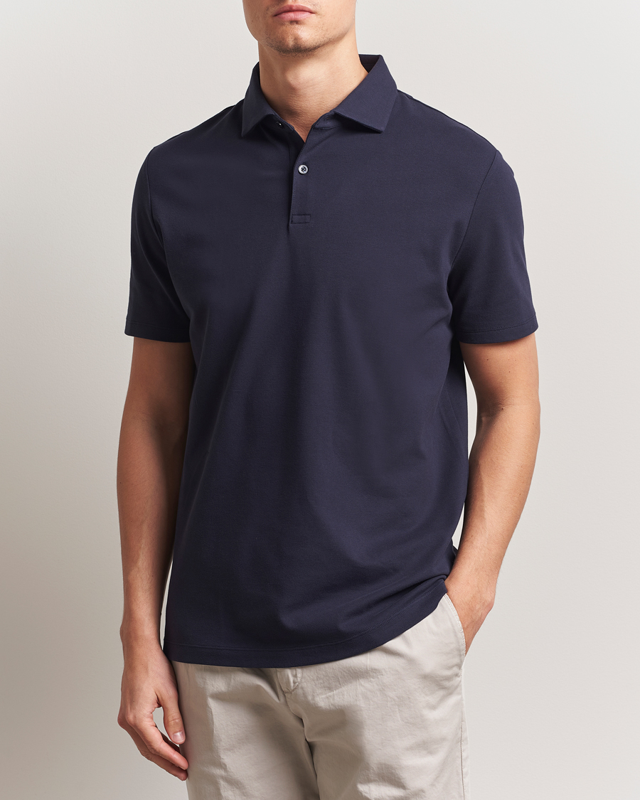 Homme | Polos | Charles Tyrwhitt | Short Sleeve Cotton Pique Polo Navy