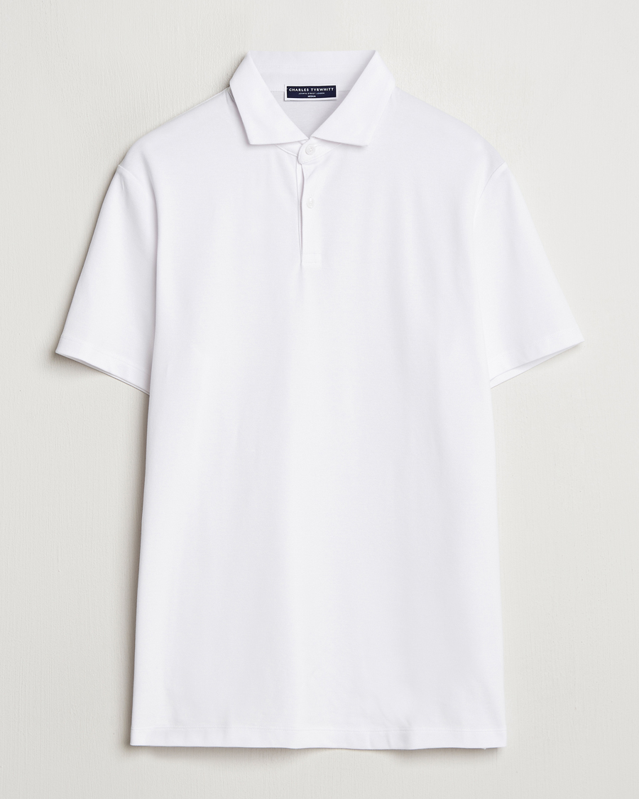 Homme | Polos | Charles Tyrwhitt | Short Sleeve Cotton Pique Polo White