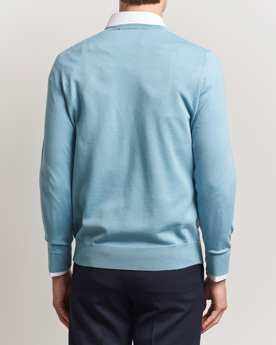 Homme | Pulls Et Tricots | Charles Tyrwhitt | Pure Merino V-Neck Jumper Aqua Green