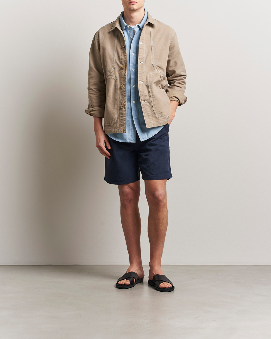 Homme | Shorts | Forét | Hush Seersucker Shorts Navy