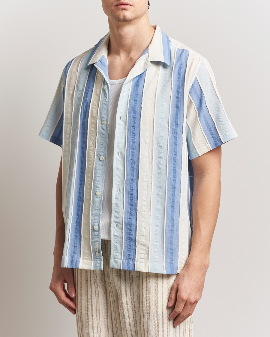 Homme | Chemises | Forét | Peer Jaquard Short Sleeve Shirt Blue