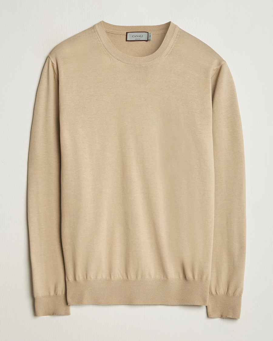 Homme | Pulls Et Tricots | Canali | Cotton Crew Neck Pullover Beige