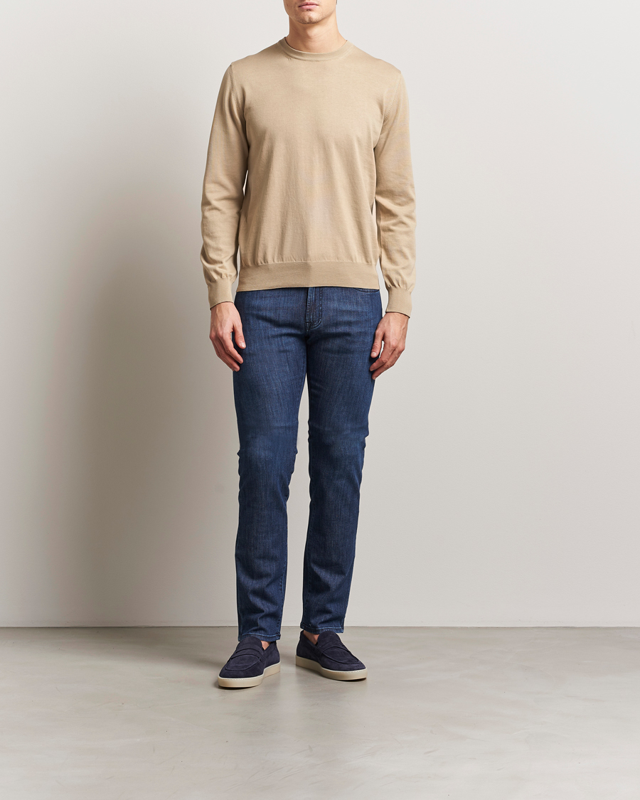 Homme | Pulls Et Tricots | Canali | Cotton Crew Neck Pullover Beige