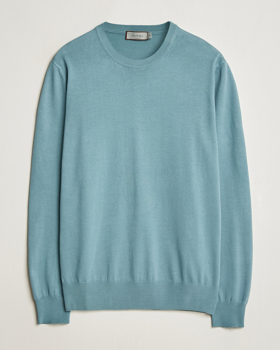Homme | Pulls Et Tricots | Canali | Cotton Crew Neck Pullover Teal