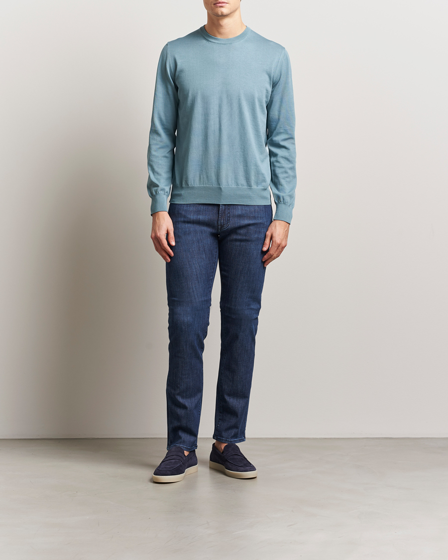 Homme | Pulls Et Tricots | Canali | Cotton Crew Neck Pullover Teal