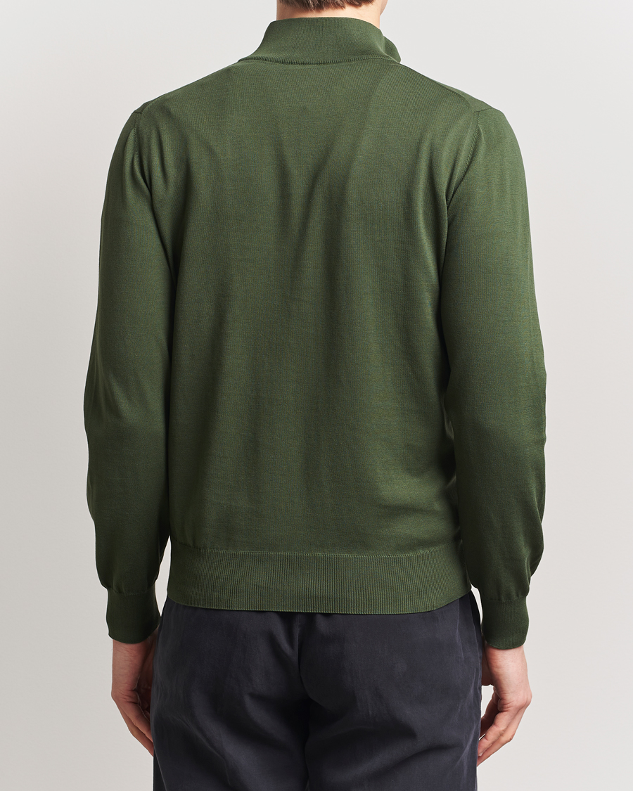 Homme | Pulls Et Tricots | Canali | Cotton Half Zip Dark Green