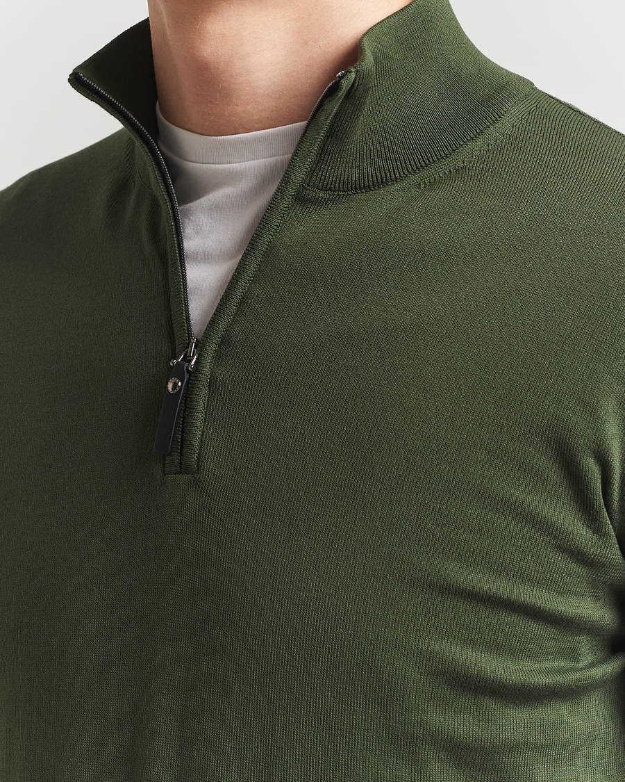 Homme | Pulls Et Tricots | Canali | Cotton Half Zip Dark Green
