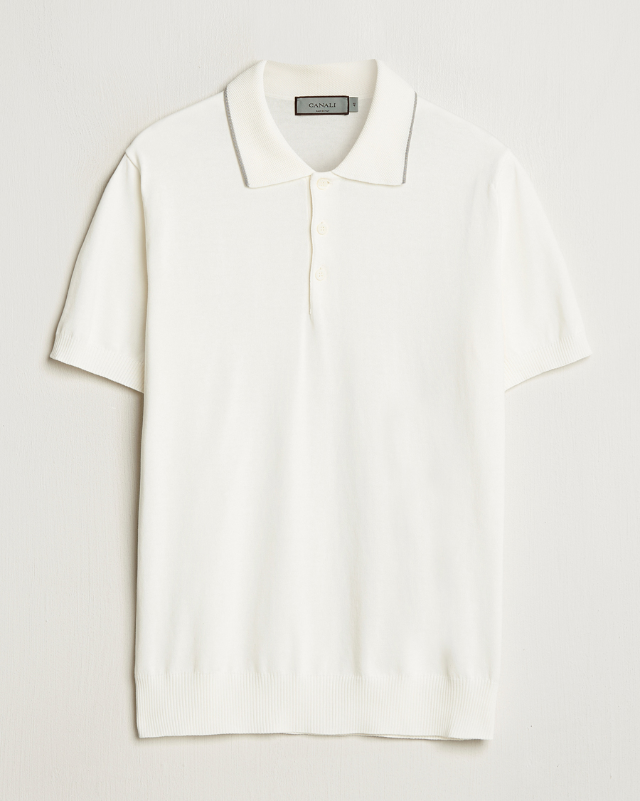 Homme | Polos | Canali | Contrast Short Sleeve Polo White