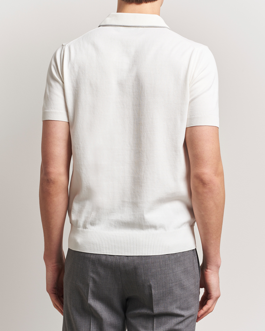 Homme | Polos | Canali | Contrast Short Sleeve Polo White