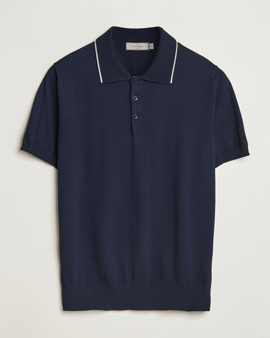 Homme | Polos | Canali | Contrast Short Sleeve Polo Navy