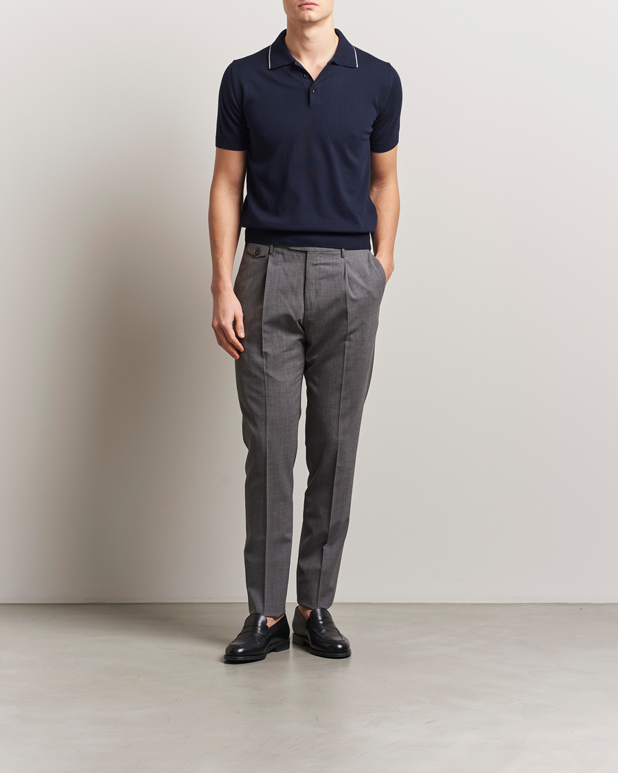 Homme | Polos | Canali | Contrast Short Sleeve Polo Navy