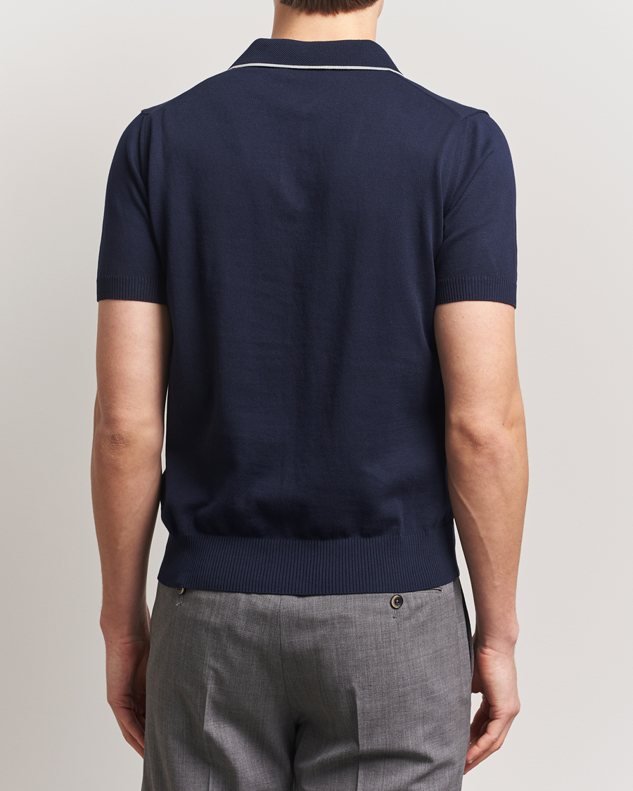 Homme | Polos | Canali | Contrast Short Sleeve Polo Navy