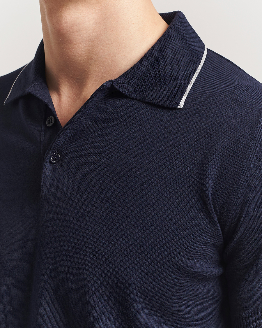 Homme | Polos | Canali | Contrast Short Sleeve Polo Navy