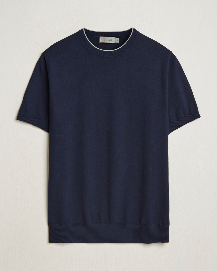 Homme | T-shirts | Canali | Contrast Short Sleeve T-Shirt Navy