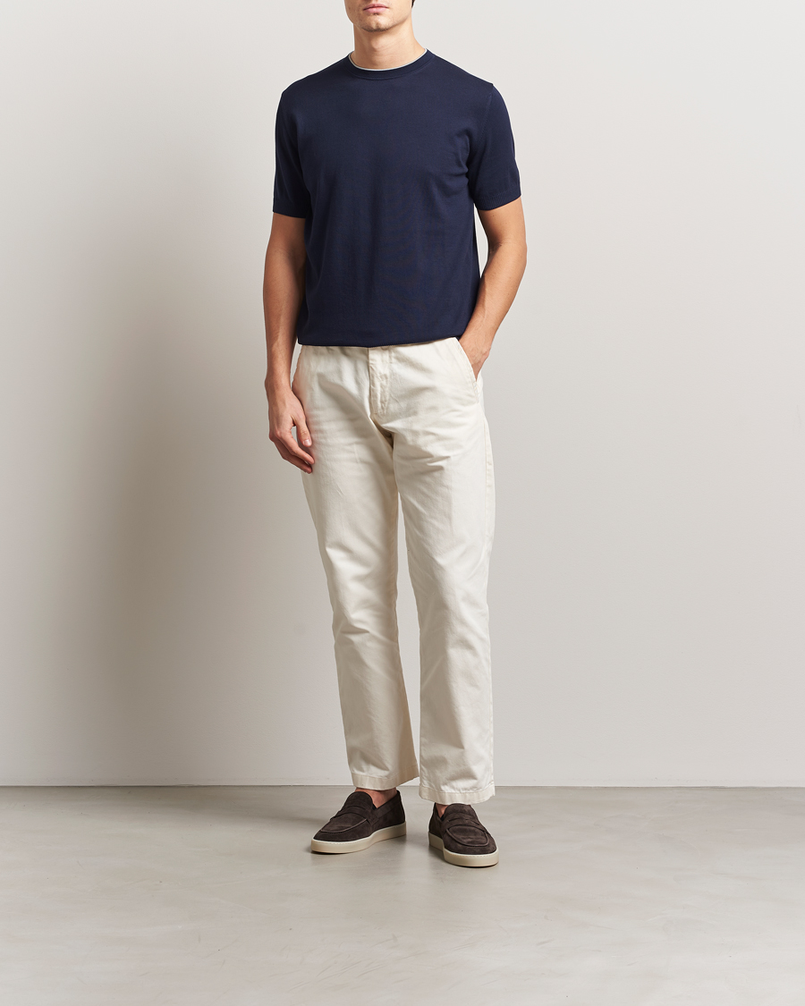 Homme | T-shirts | Canali | Contrast Short Sleeve T-Shirt Navy