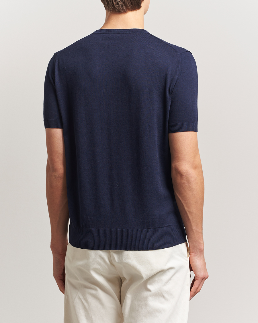 Homme | T-shirts | Canali | Contrast Short Sleeve T-Shirt Navy