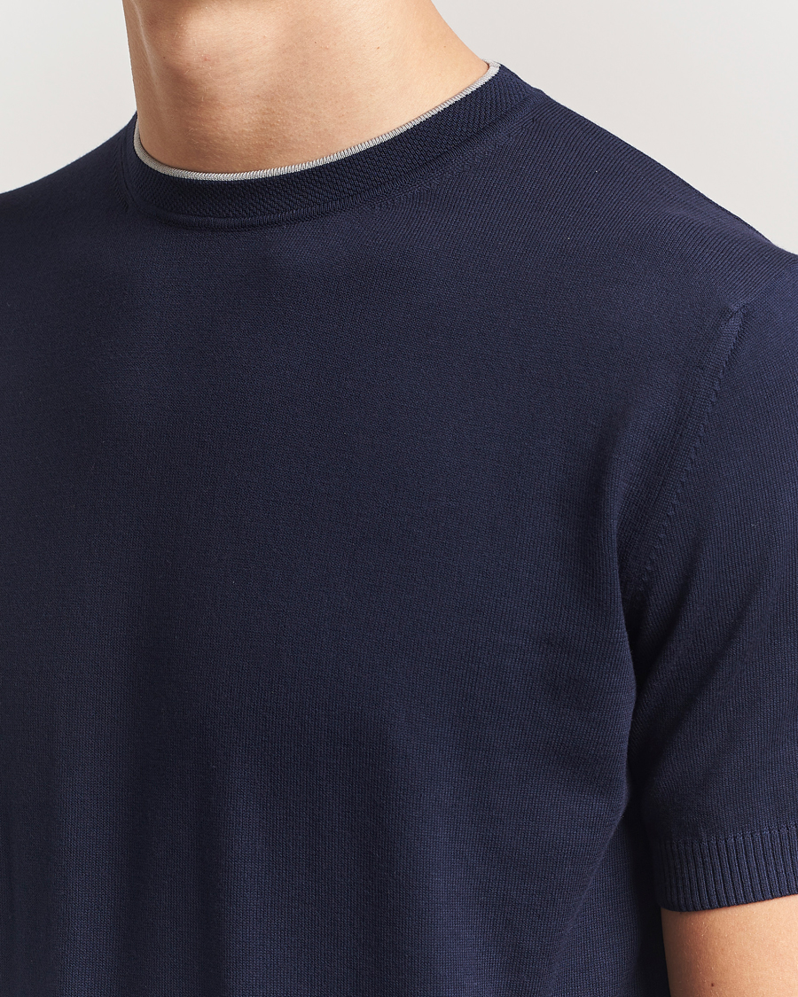 Homme | T-shirts | Canali | Contrast Short Sleeve T-Shirt Navy