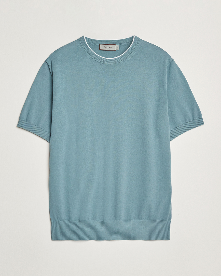Homme | T-shirts | Canali | Contrast Short Sleeve T-Shirt Teal
