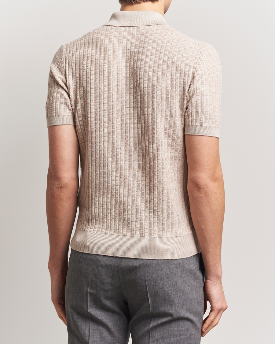 Homme | Polos | Canali | Jacquard Short Sleeve Polo Beige
