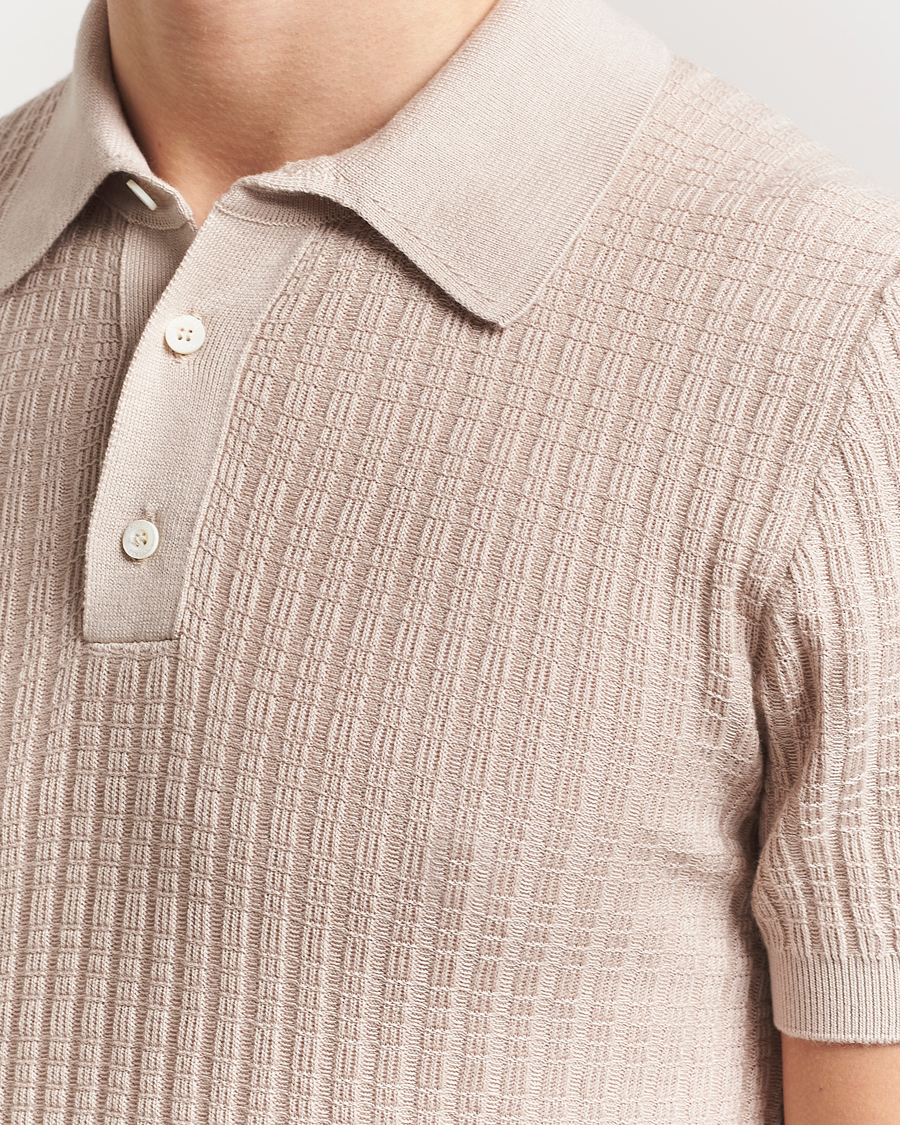 Homme | Polos | Canali | Jacquard Short Sleeve Polo Beige