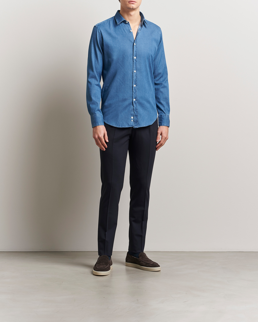 Homme | Chemises | Canali | Slim Fit Denim Shirt Medium Blue Wash