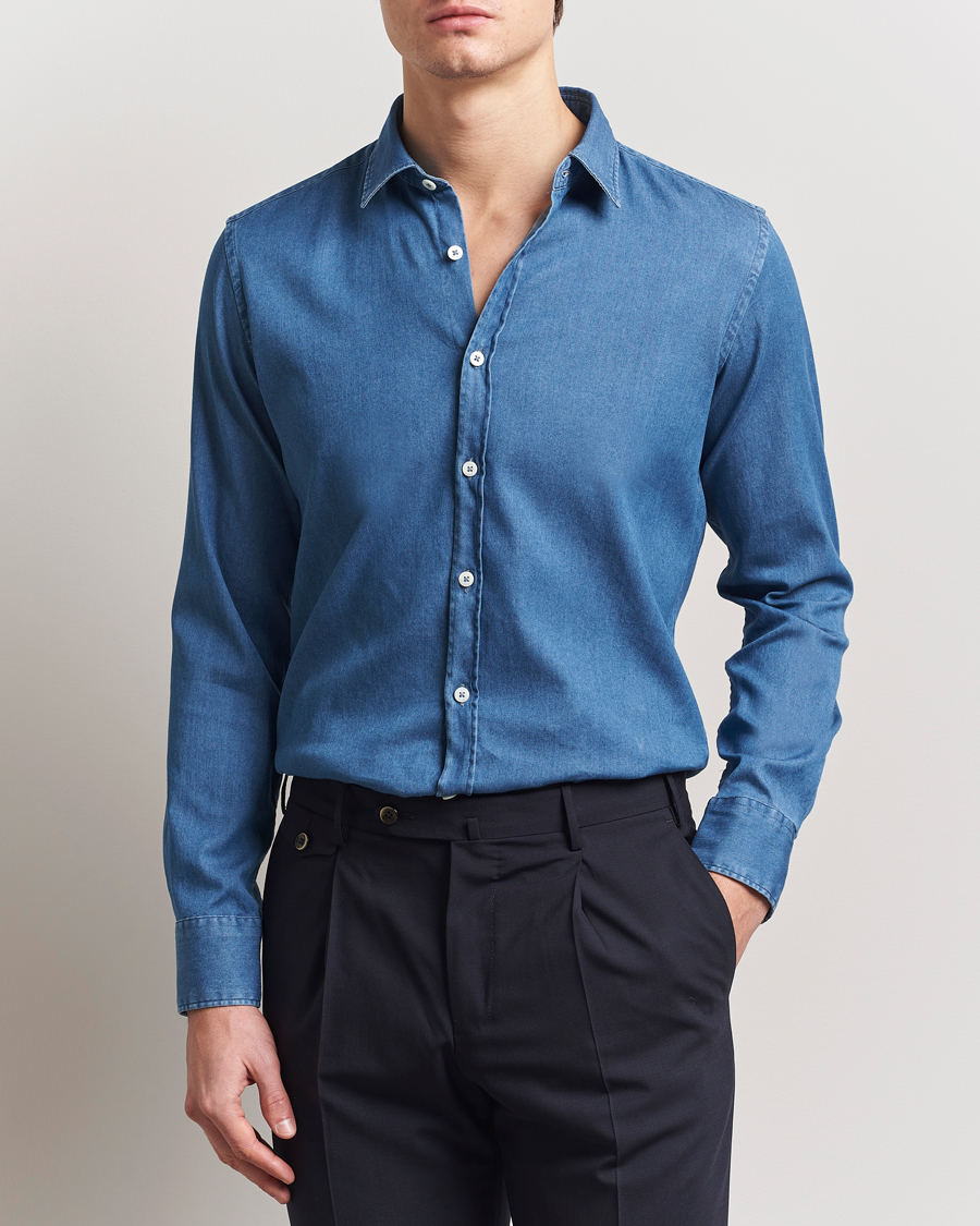 Homme | Chemises | Canali | Slim Fit Denim Shirt Medium Blue Wash