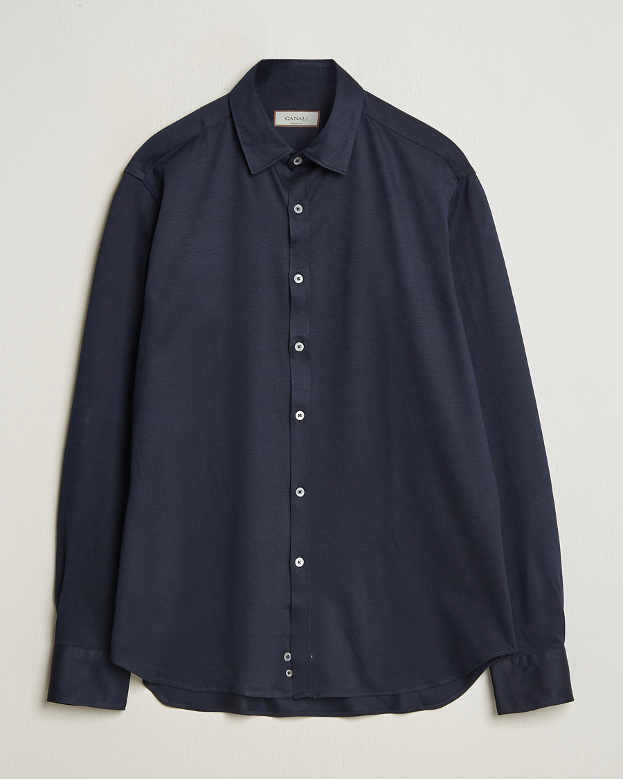 Homme | Chemises | Canali | Slim Fit Jersey Shirt Navy
