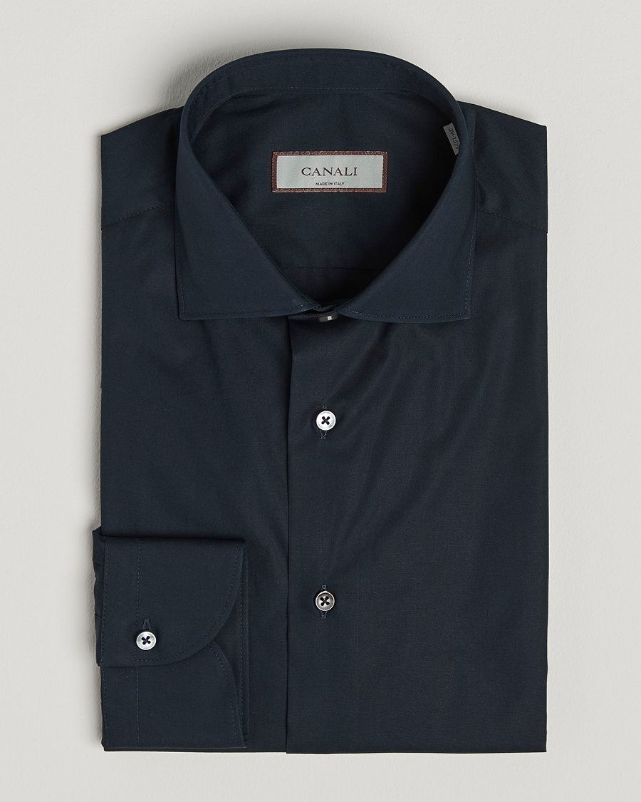 Homme | Chemises | Canali | Slim Fit Cotton/Stretch Shirt Navy