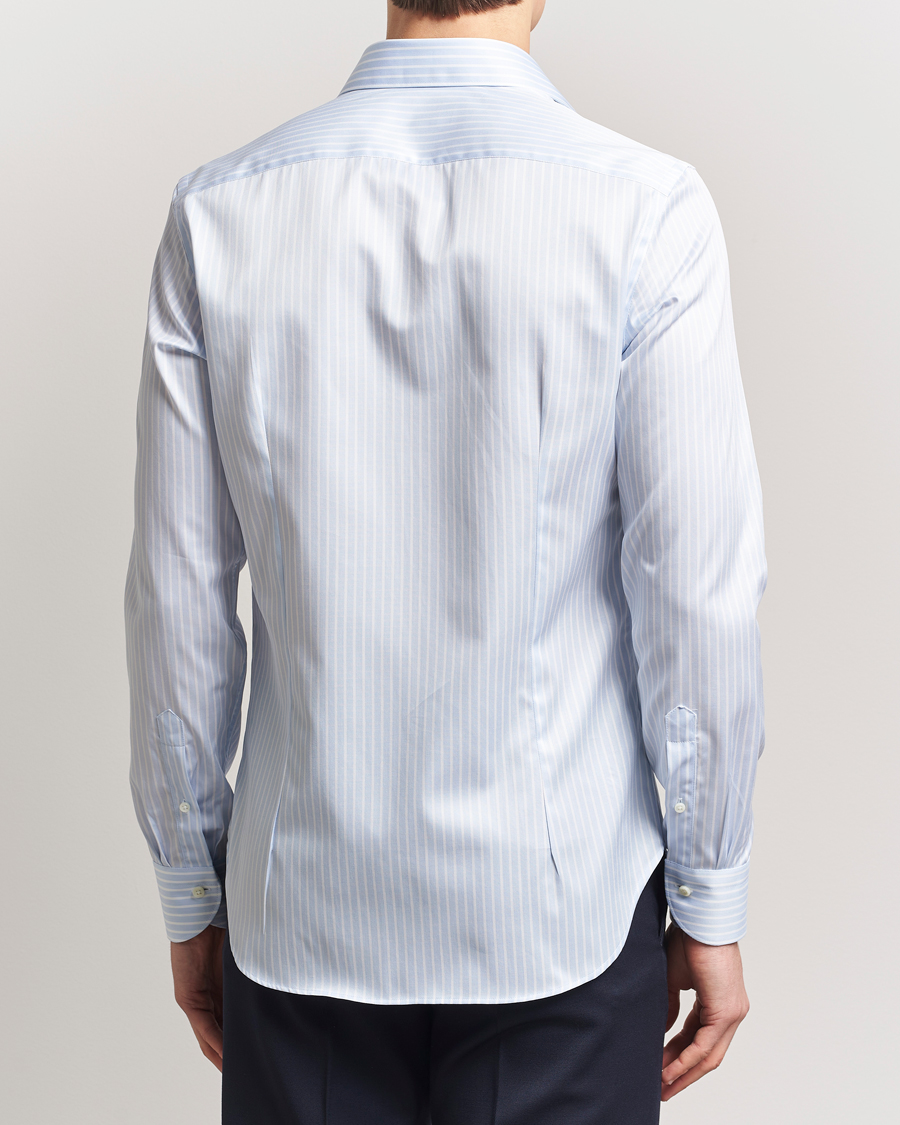 Homme | Chemises | Canali | Slim Fit Striped Cotton Shirt Light Blue