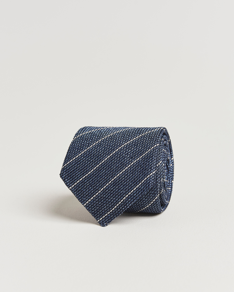 Homme | Canali Garza Regimental Stripe Silk Tie Dark Blue | Canali | Garza Regimental Stripe Silk Tie Dark Blue