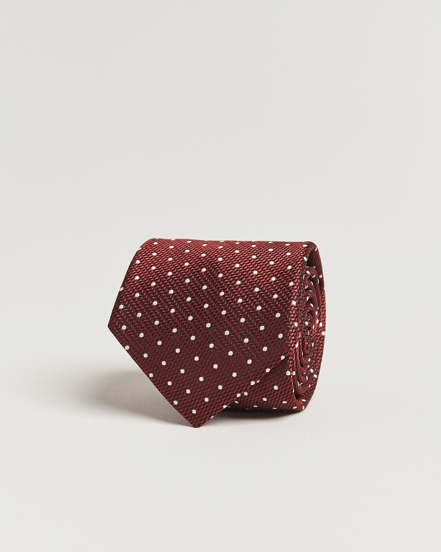 Homme | Canali Micro Dot Silk Tie Burgundy | Canali | Micro Dot Silk Tie Burgundy