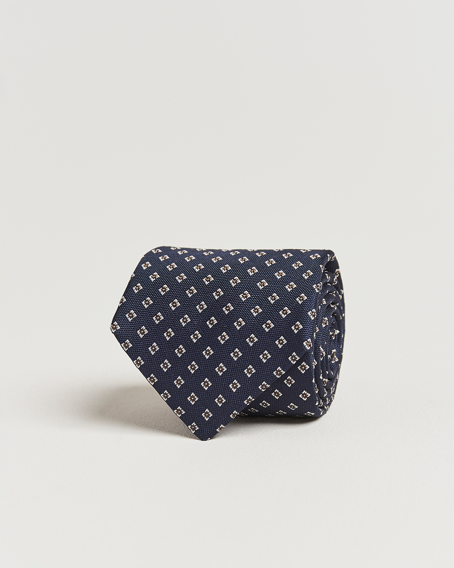 Homme | Canali Jacquard Flower Silk Tie Navy | Canali | Jacquard Flower Silk Tie Navy