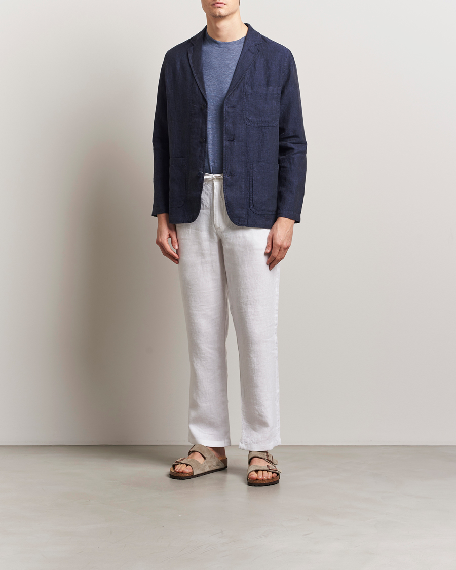 Homme | Pantalons | KnowledgeCotton Apparel | Loose Linen Pants Bright White