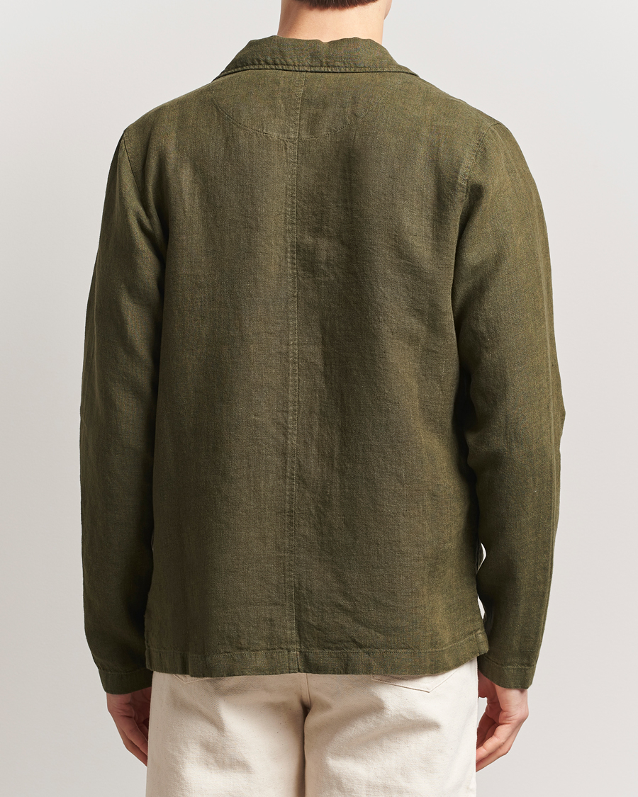 Homme | Chemises | KnowledgeCotton Apparel | Linen Overshirt Burnt Olive