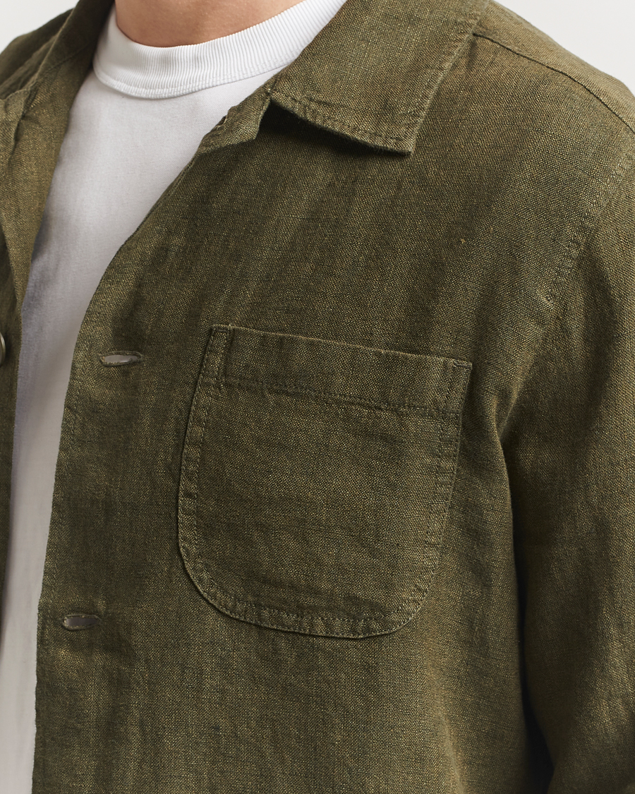 Homme | Chemises | KnowledgeCotton Apparel | Linen Overshirt Burnt Olive