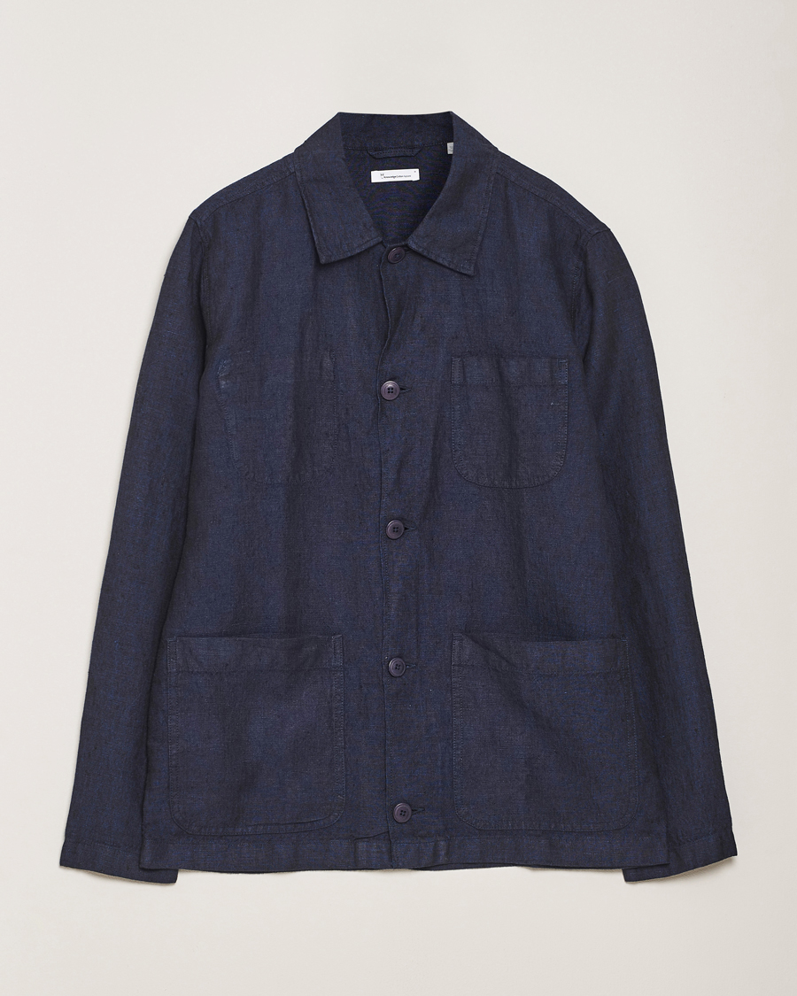 Homme | Chemises | KnowledgeCotton Apparel | Linen Overshirt Total Eclipse
