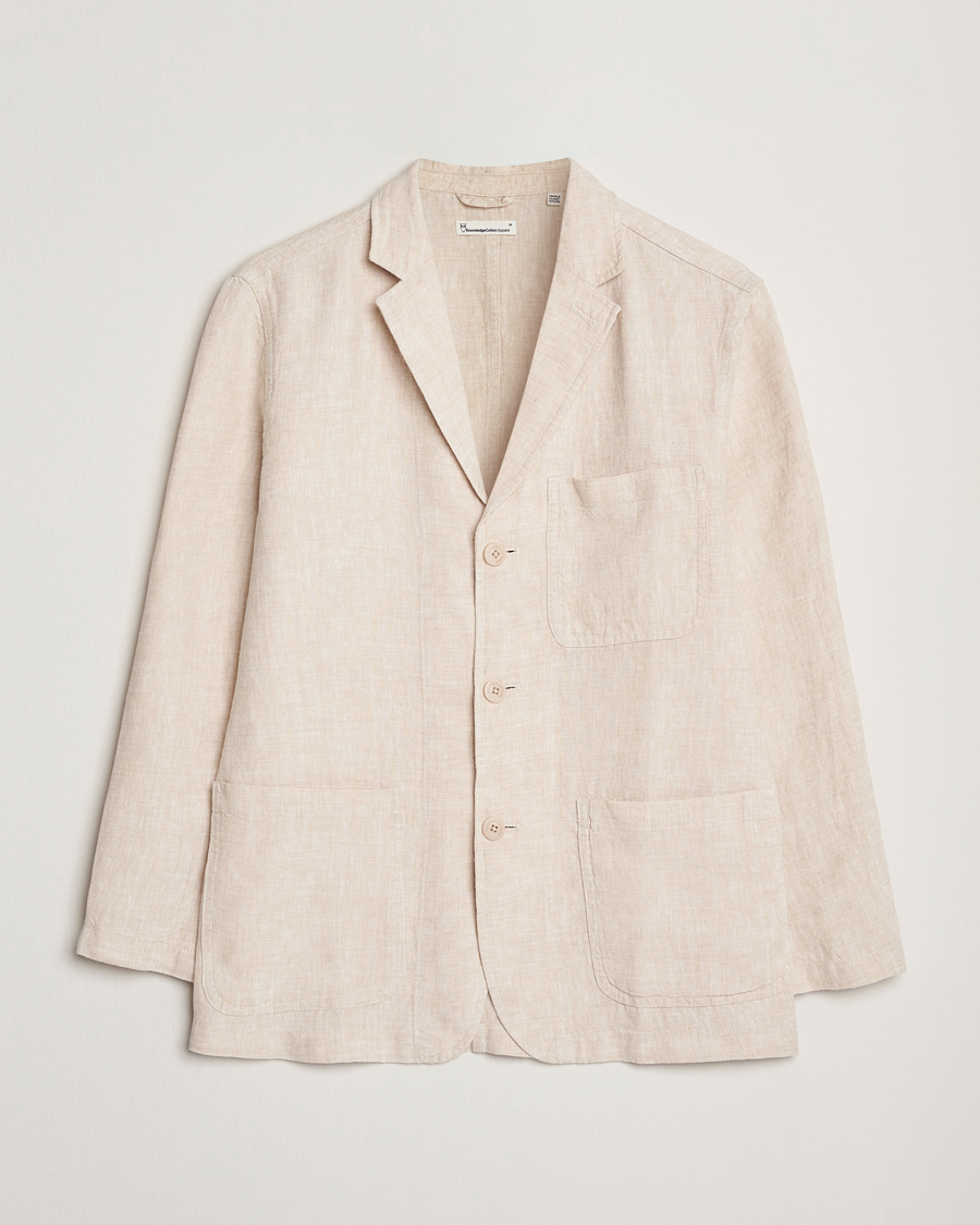Homme | Blazers | KnowledgeCotton Apparel | Linen Blazer Light Feather Grey