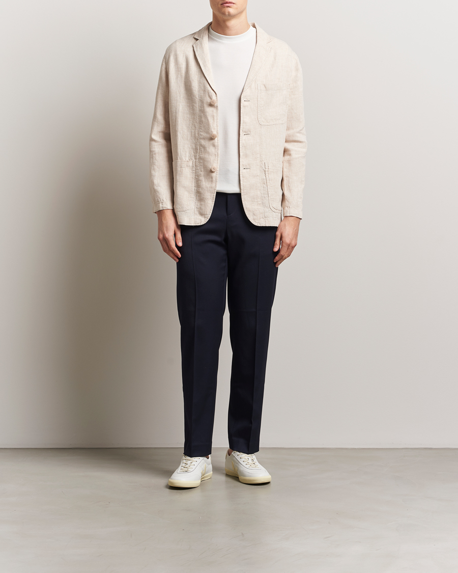 Homme | Blazers | KnowledgeCotton Apparel | Linen Blazer Light Feather Grey
