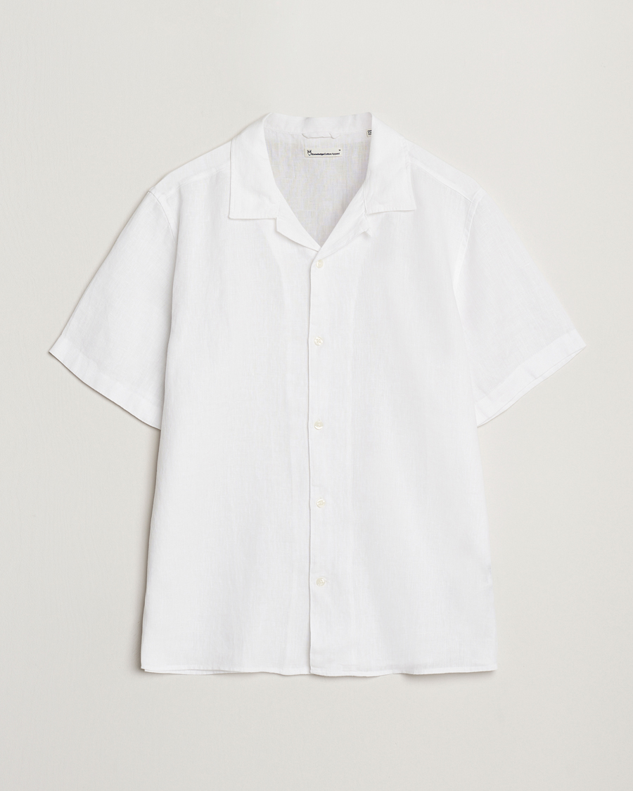 Homme | Chemises | KnowledgeCotton Apparel | Short Sleeve Linen Resort Shirt Bright White